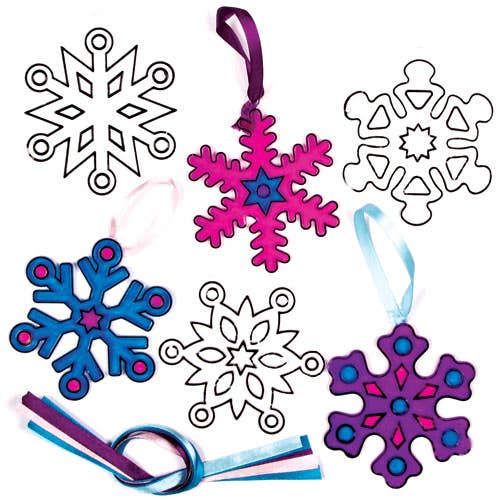 Baker Ross Snowflake Craft Suncatchers - 8 Acrylic DIY Suncatchers. Suncatcher Painting For Kids. Winter Suncatchers. Stained Glass Suncatchers. Size 8cm.