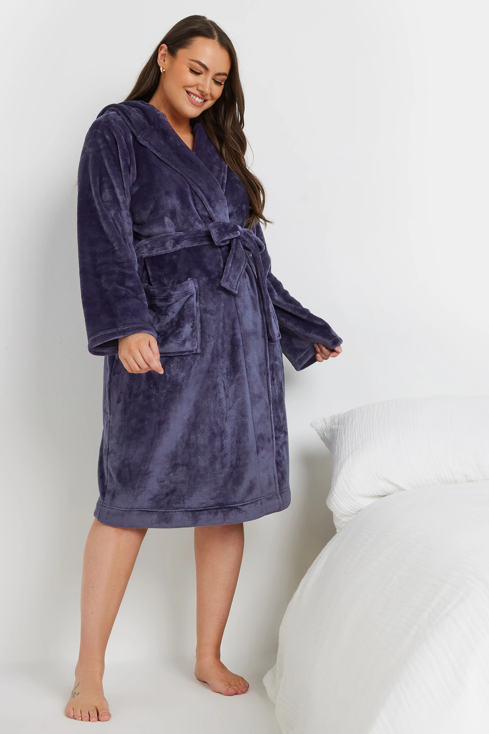  Robe De Chambre En Bleuviolet À Capuche