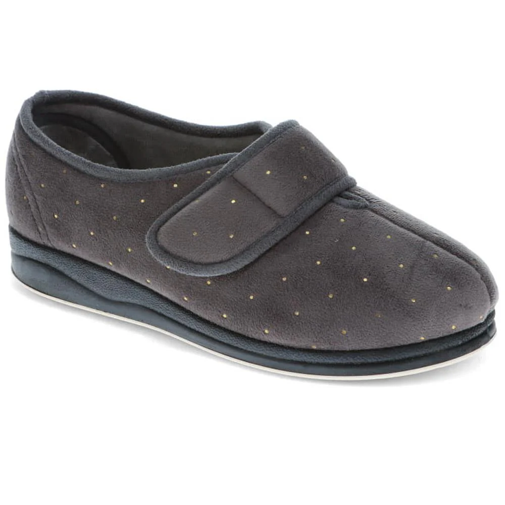 Easyfit Touch-fasten Velour Slippers - Leanna / 325 942