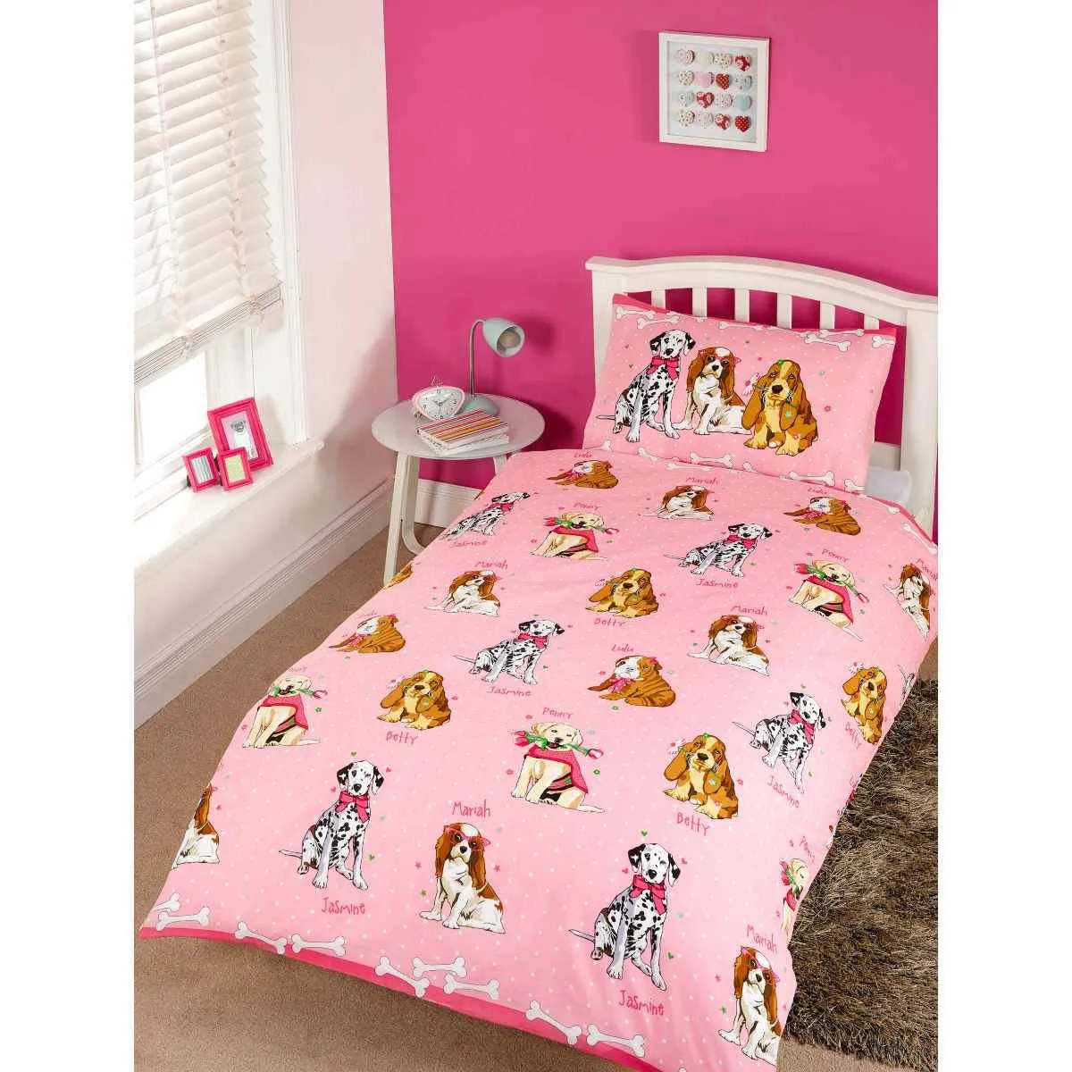 Unbranded Dog Puppy Single Quilt Duvet Cover And Pillowcase Bedding Bed Set Kids Novelty - duvet single cover set bedding pink dog doggies girls new puppies