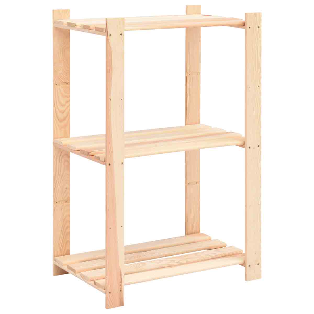 VidaXL 3-Tier Storage Rack 60x38x90 cm Solid Pinewood 150 kg
