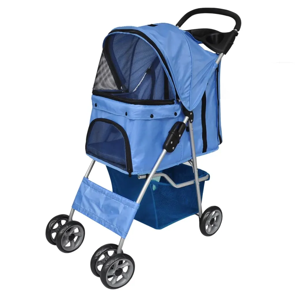 VidaXL Folding Pet Stroller Dog/Cat Travel Carrier Blue