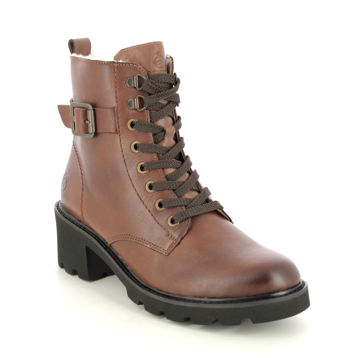 Remonte D0a74-22 Bodola Tan Leather Womens Lace Up Boots