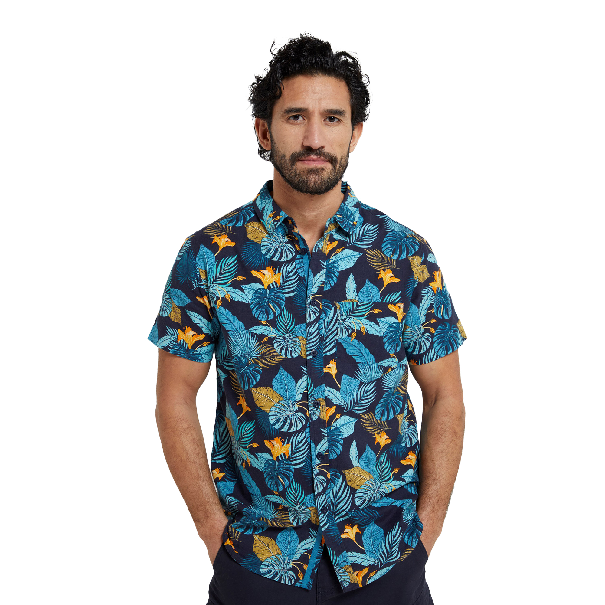 Mountain Warehouse Men's Mens Tropical Short-Sleeved Shirt - Blue