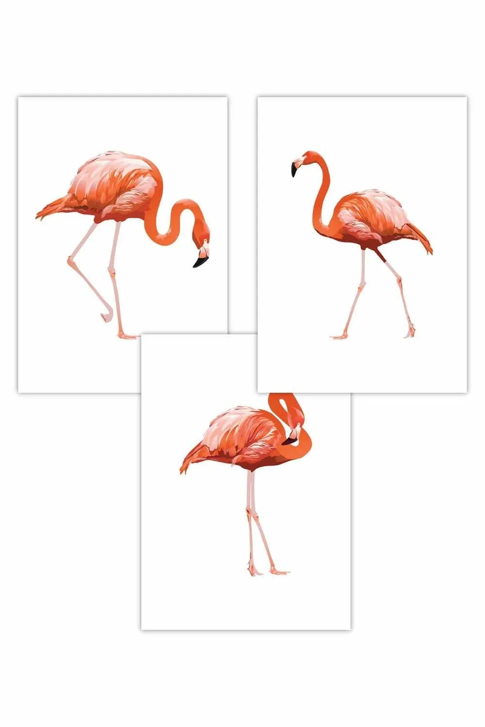 Artze Set of 3 Graphical Pink Flamingo's Art Posters
