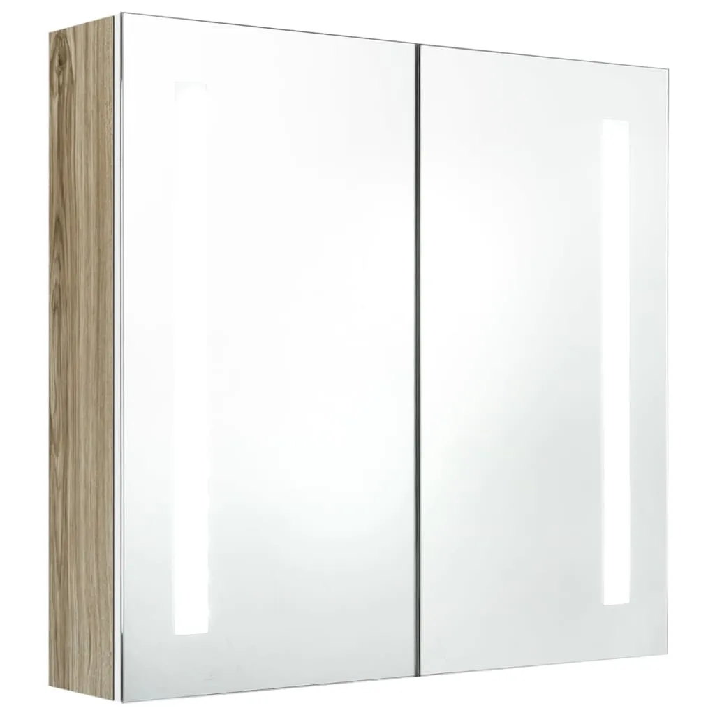 VidaXL LED Bathroom Mirror Cabinet White and Oak 62x14x60 cm
