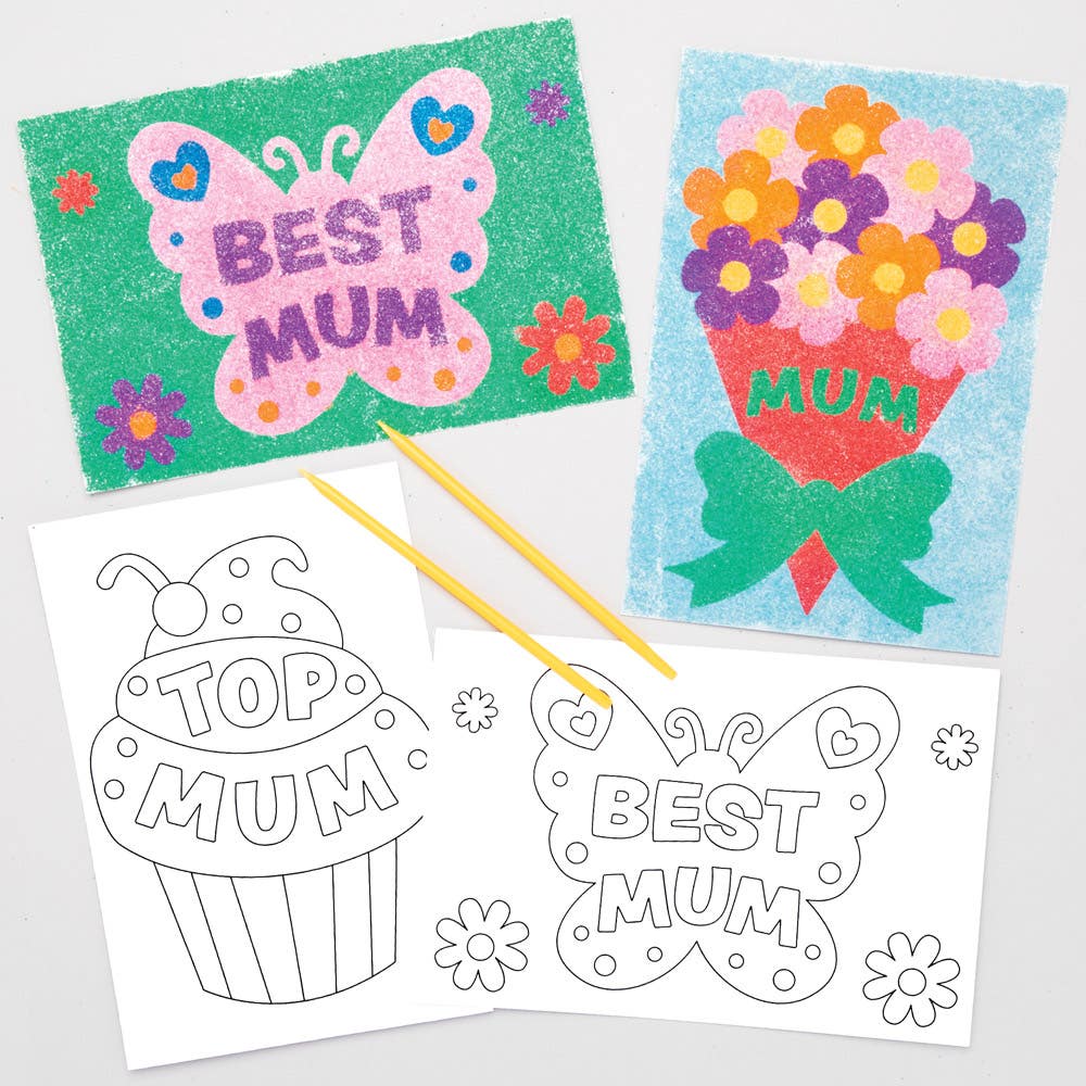 Baker Ross Mother's Day Sand Art Pictures - 8 Colourful Sand Picture Kits. Sand Art For Kids. Craft Gifts For Mother's Day. Size 19cm x 13cm.