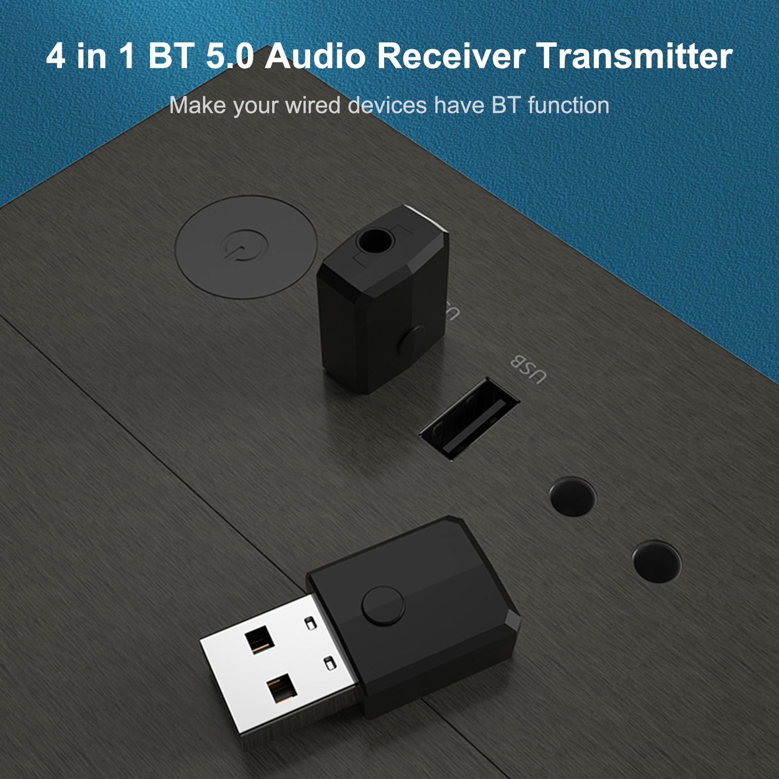 TOMTOP JMS ZF-169S USB Bluetooth 5.0 Audio Receiver Transmitter Wireless Music Dongle Adapter 3.5mm AUX Jack black