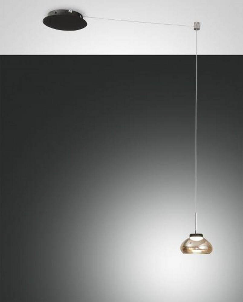 Fabas Luce Lighting Arabella LED Dome Pendant Ceiling Lights Amber Glass