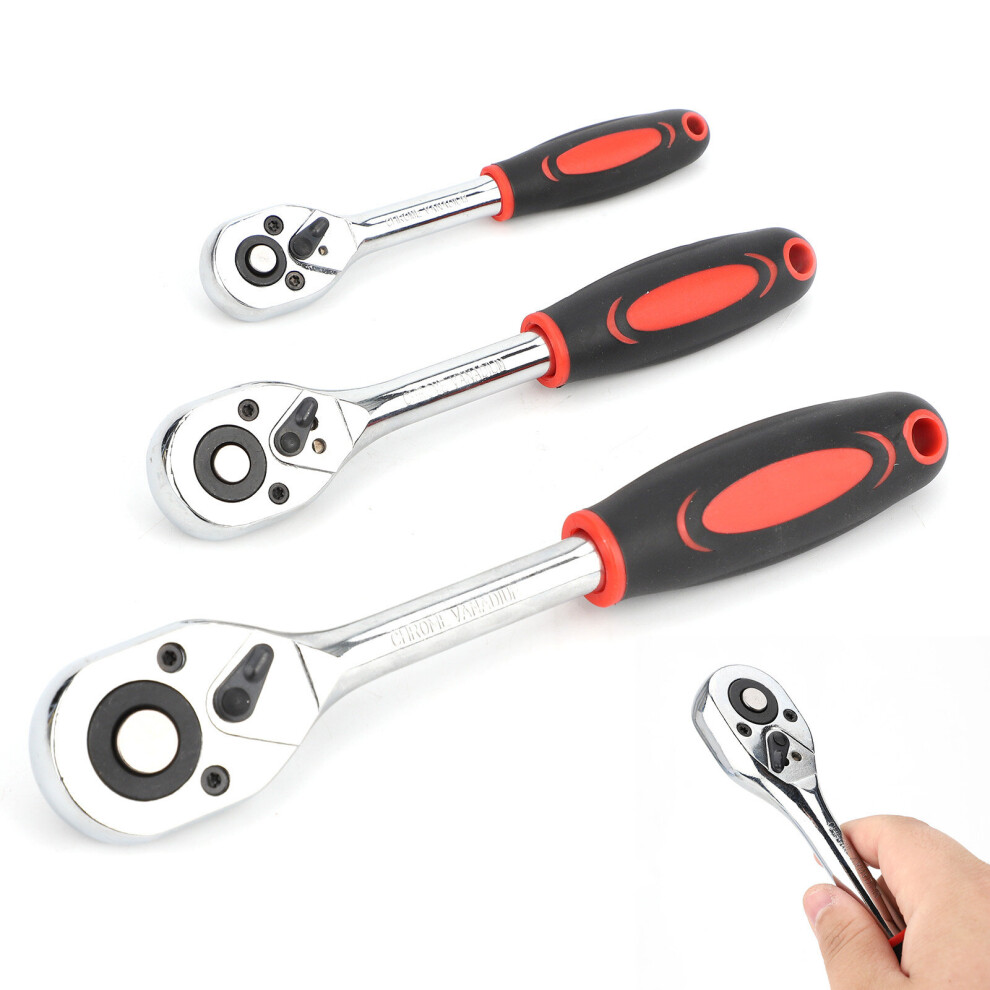 Unbranded 3PCS 1/2" 3/8" & 1/4" Ratchet Set Drive Heavy Duty Ratchet Socket