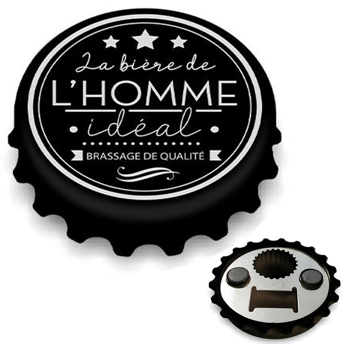  [A2894] - Humorous magnetic bottle opener 'The Ideal Man' black - 80x15 mm black