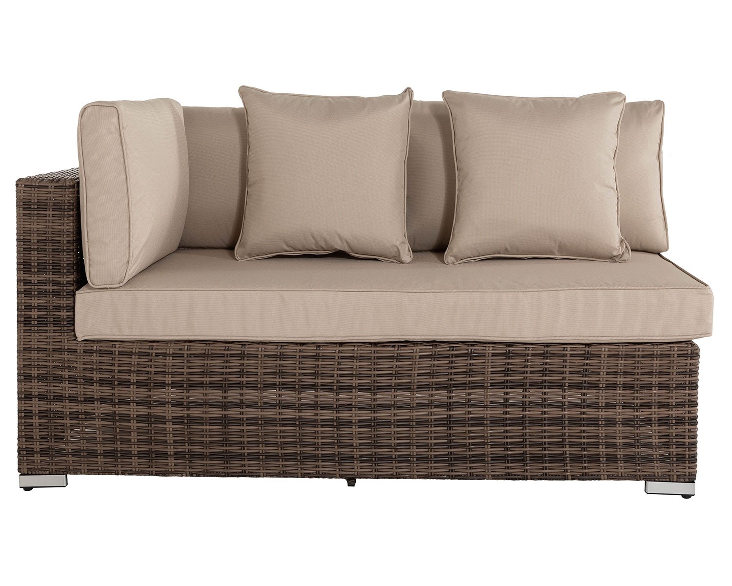 Monaco Rectangular Right As You Sit Rattan Garden Sofa in Premium Truffle Brown & Champagne - Premium Weave