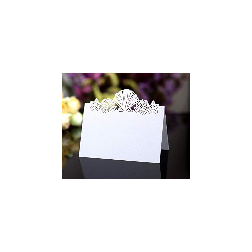 JOYJULY Pack of 50 Beach Themed Wedding Place card Seashell Table Numbers Name Place card