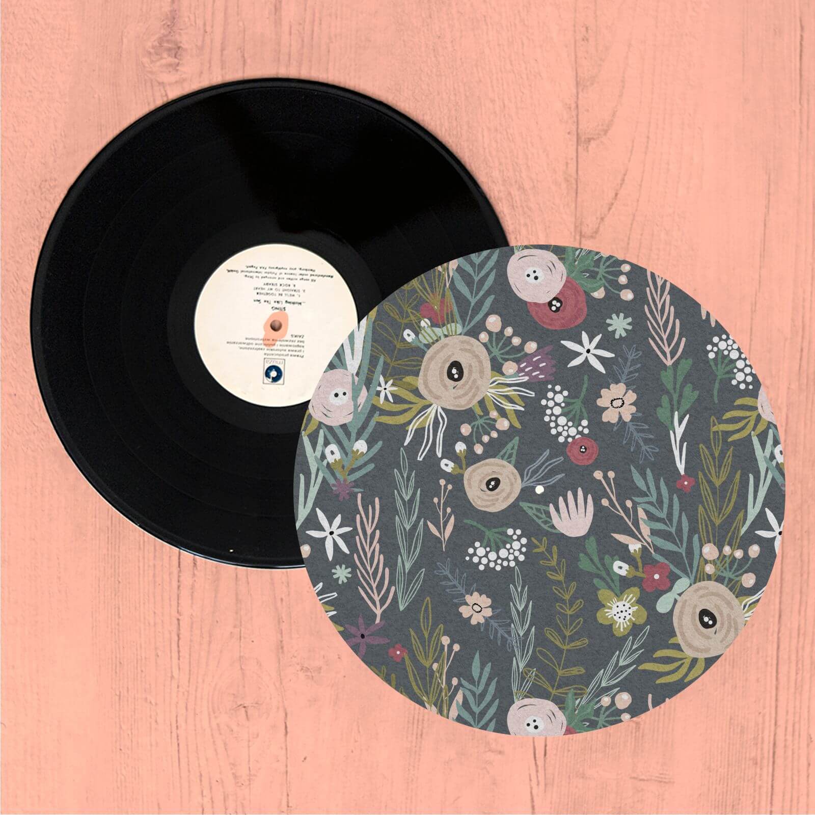 By IWOOT Dark Wild Flowers Turntable Slip Mat |