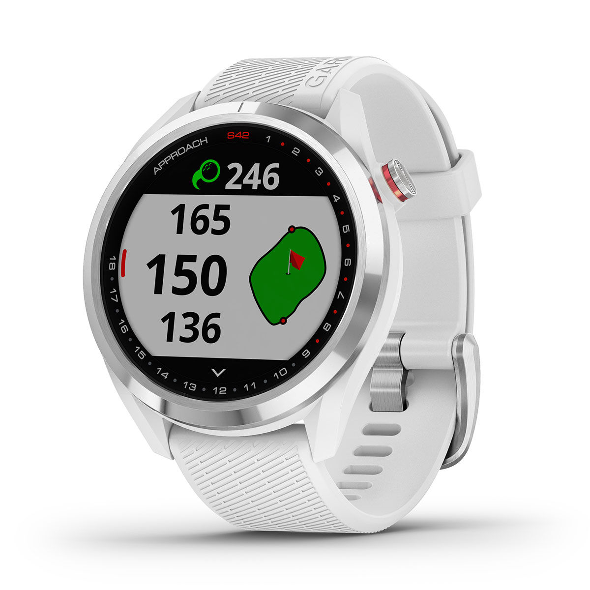 Garmin Approach S42 Golf GPS Watch, Male, Stainless steel/white  | American Golf