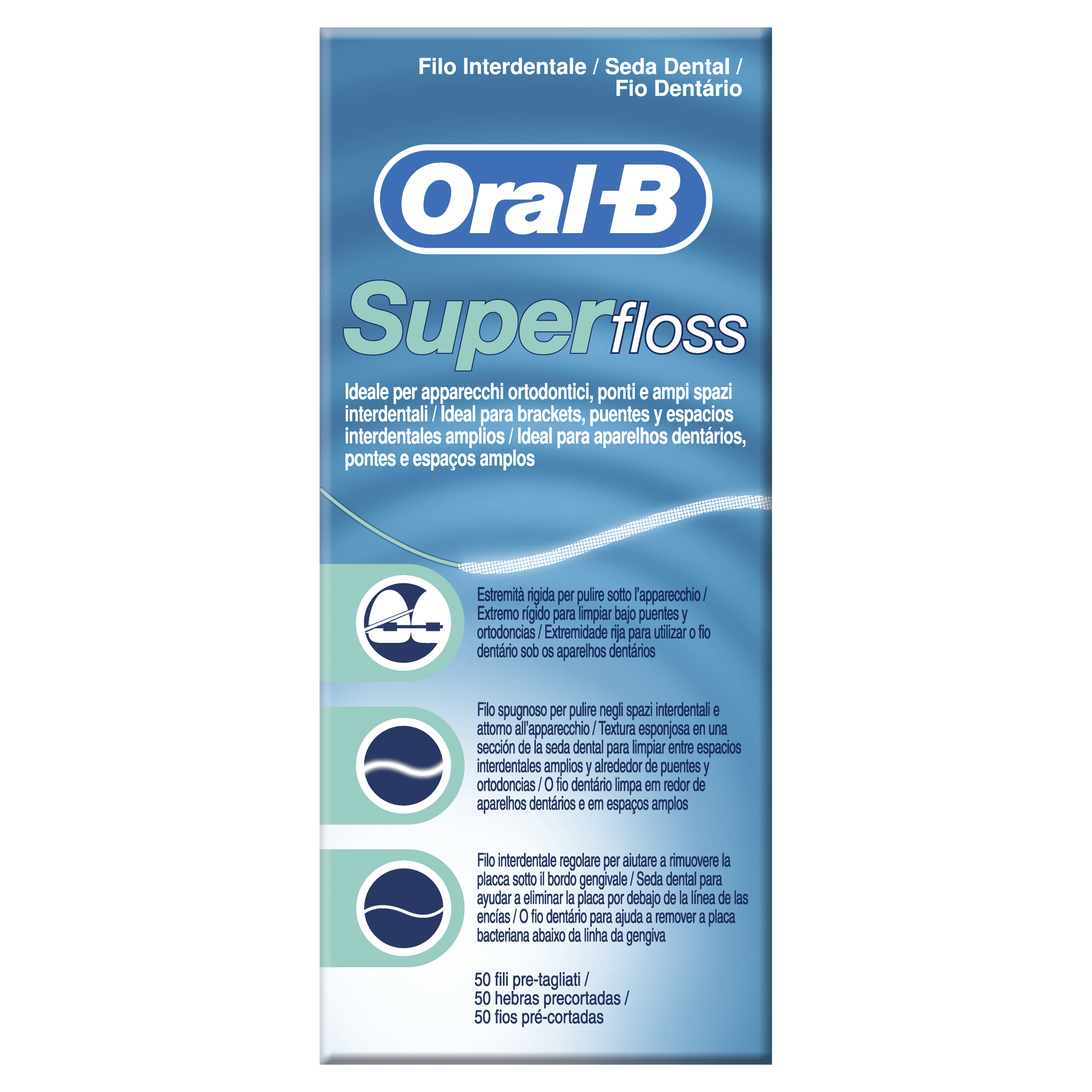 Oral-B Super Floss Mint Dental Floss 50 Pre-Cut Strands