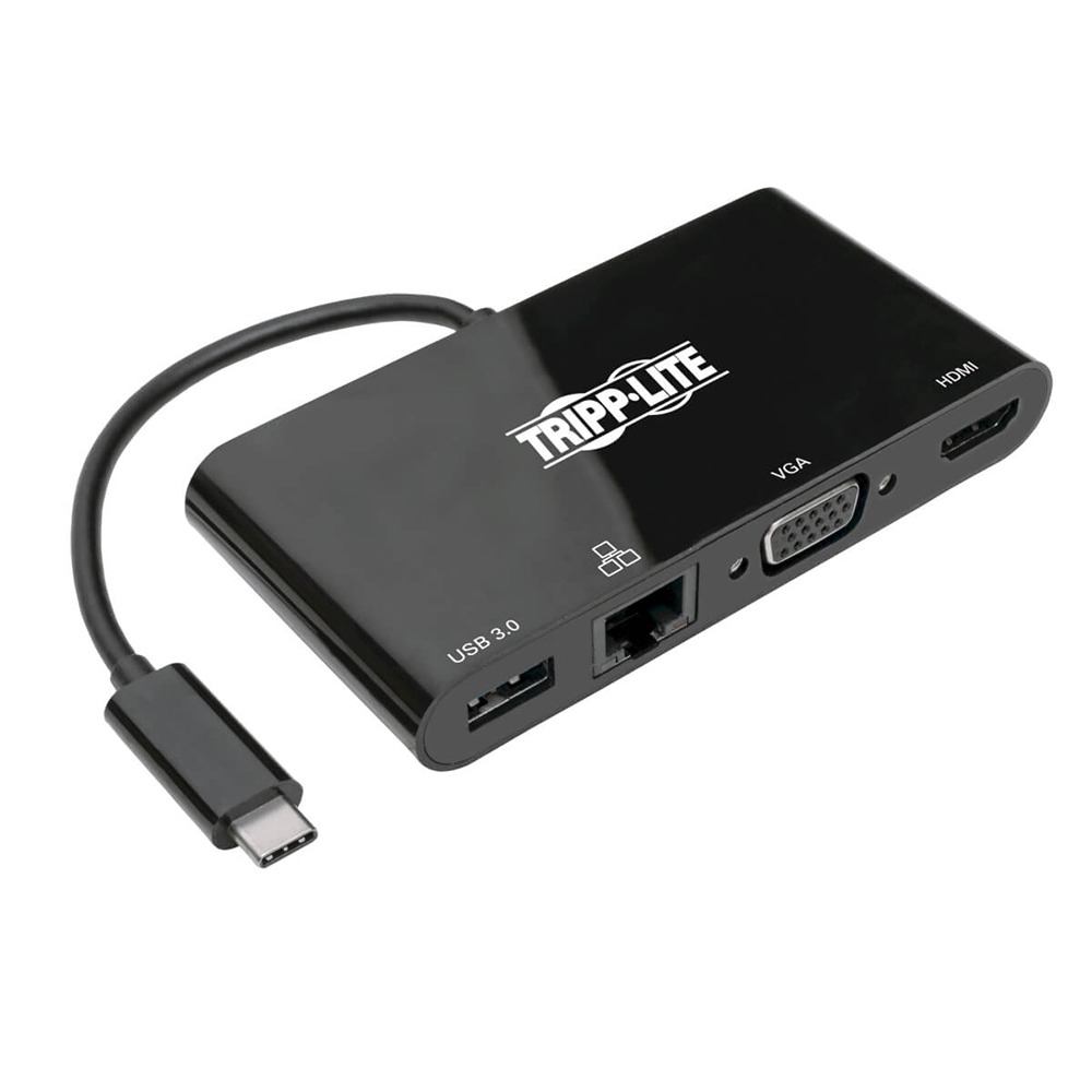 Tripp Lite U444-06N-HV4GUB USB-C Multiport Adapter - 4K HDMI VGA USB-A GbE HDCP Black