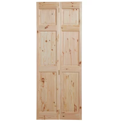 Fortia 6 Panel Unglazed Knotty Pine Internal Bi-Fold Door Set, (H)1945mm (W)675mm