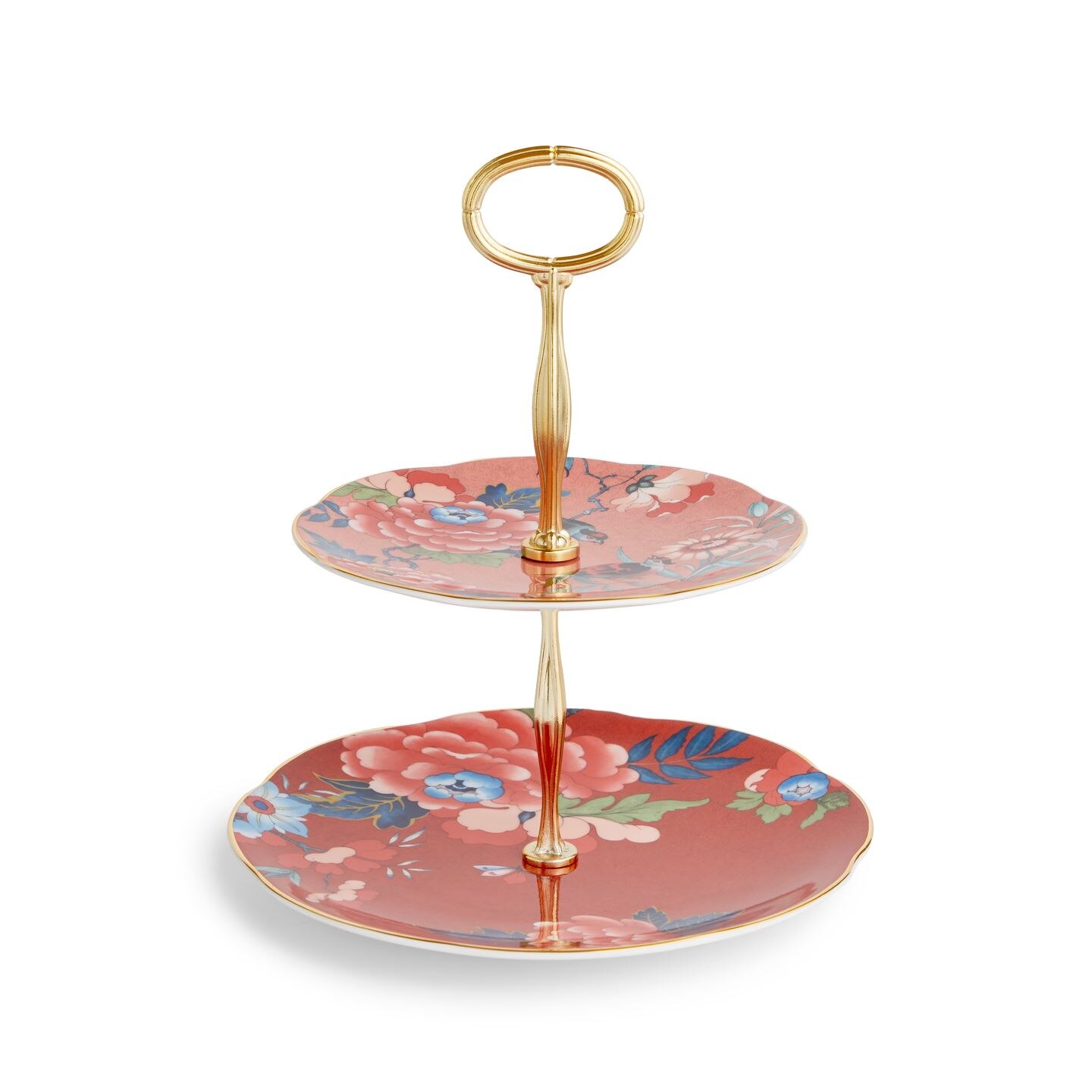 Wedgwood - Paeonia Two Tier Cake Stand - Coral/Red