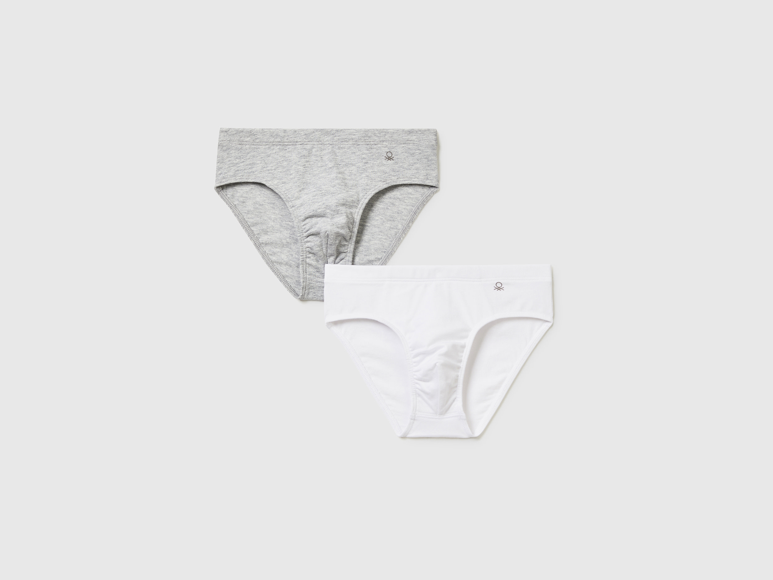 United Colors Of Benetton Benetton, Two Pairs Of Underwear In Stretch Cotton, taglia XS, Gray, Kids