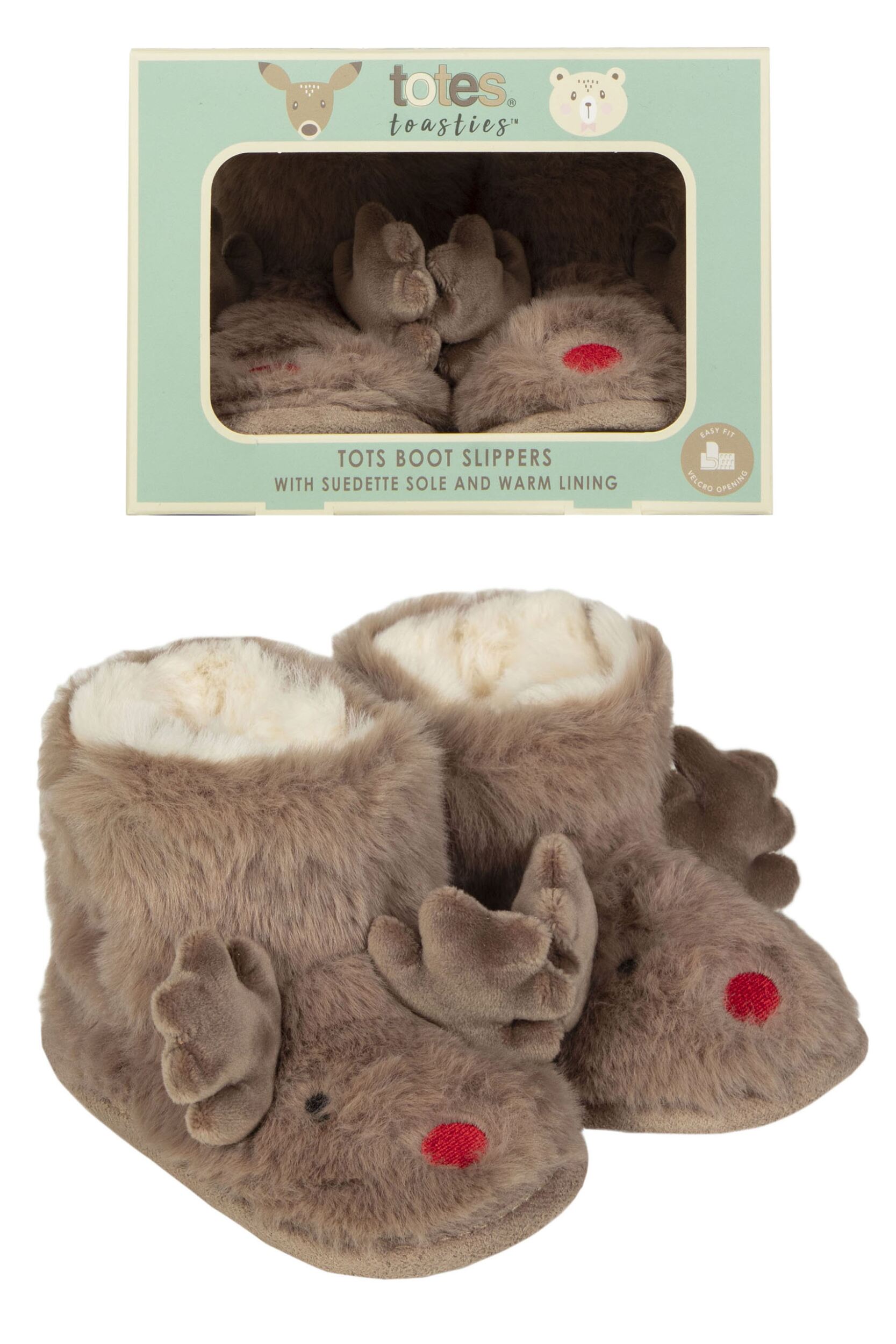 Totes Unisex Velcro Construction Reindeer Bootie - Brown|12-18 MONTHS,18-24 MONTHS