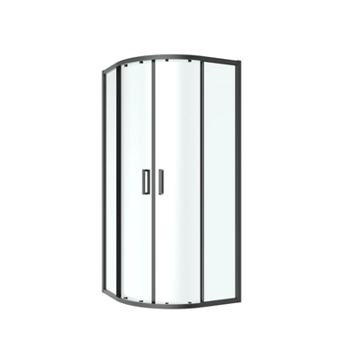 GoodHome Ledava Clear Glass Quadrant Shower Enclosure - Corner Entry Double Sliding Door (W)80Cm (D)80Cm