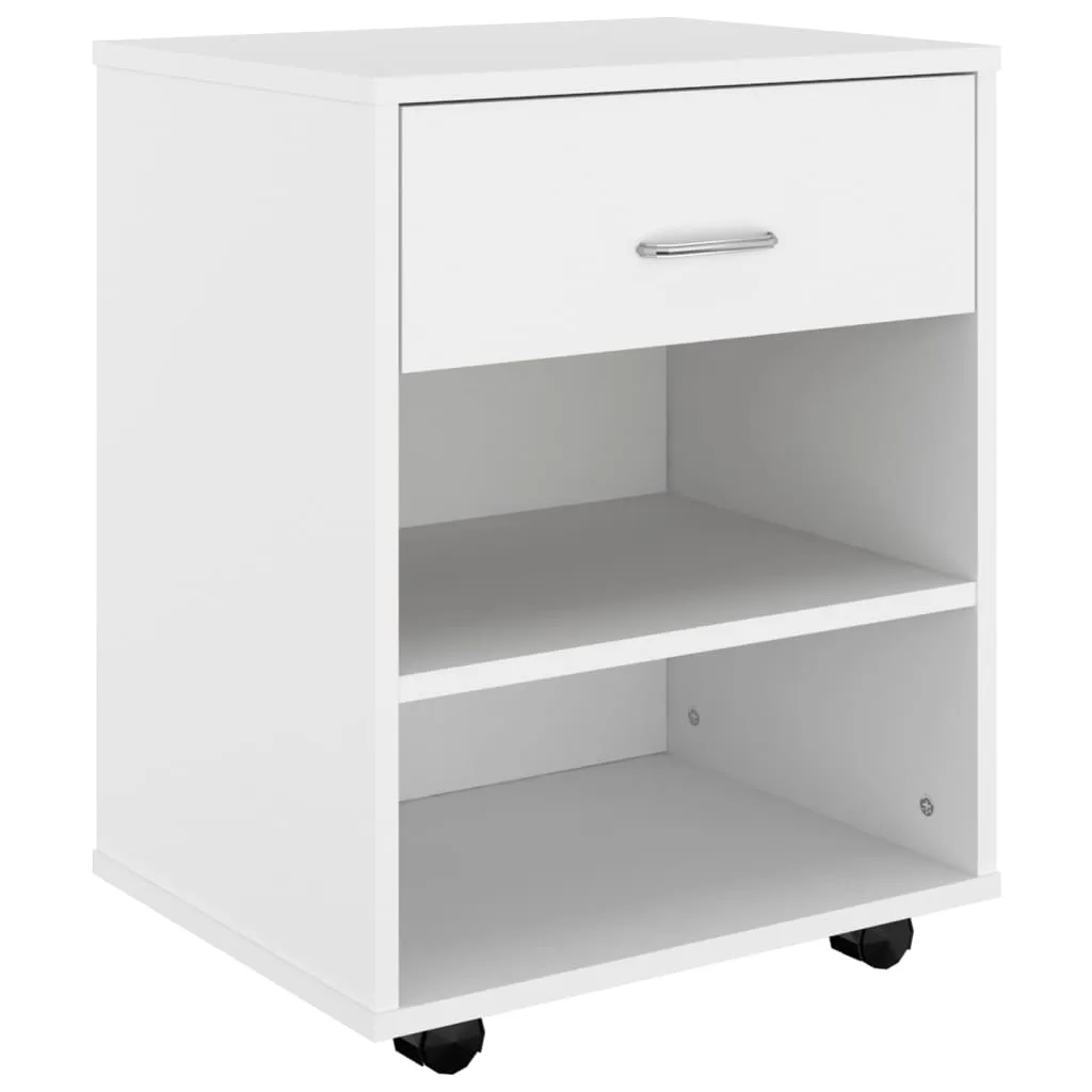 VidaXL Rolling Cabinet White 46x36x59 cm Chipboard