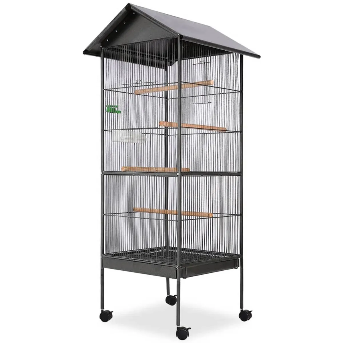 VidaXL Bird Cage with Roof Black 66x66x155 cm Steel