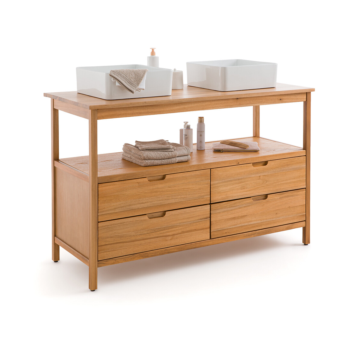 La Redoute Interieurs Cheira L130cm Acacia Double Sink Vanity Unit by La Redoute