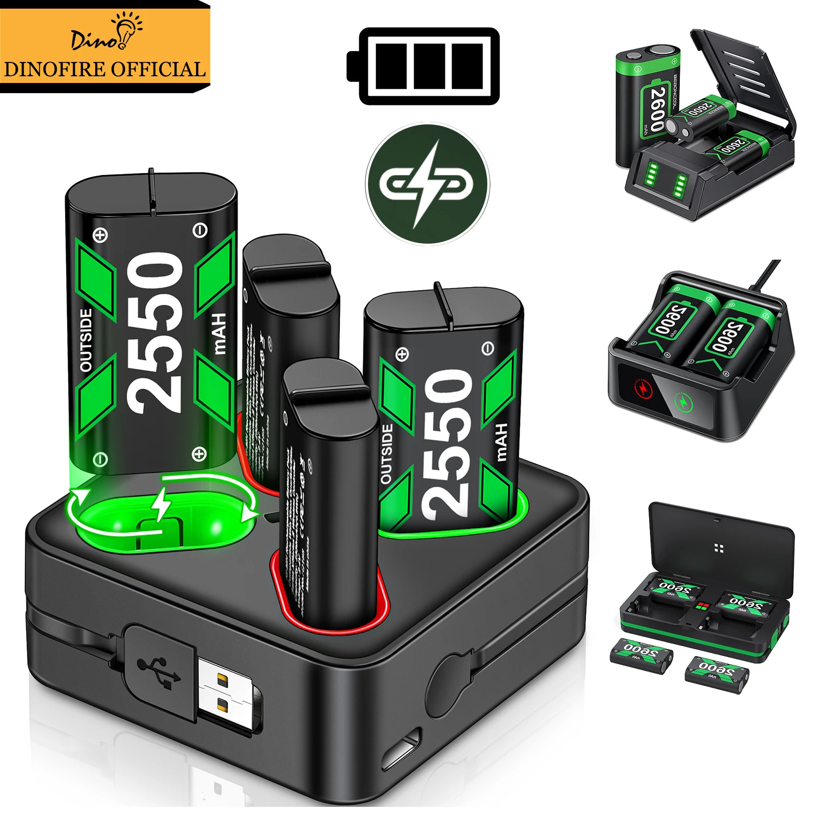 DinoFire Charging Station For Xbox Series X/xbox Series S 4 Batteries Pack For Xbox One X/xbox One S/xbox One