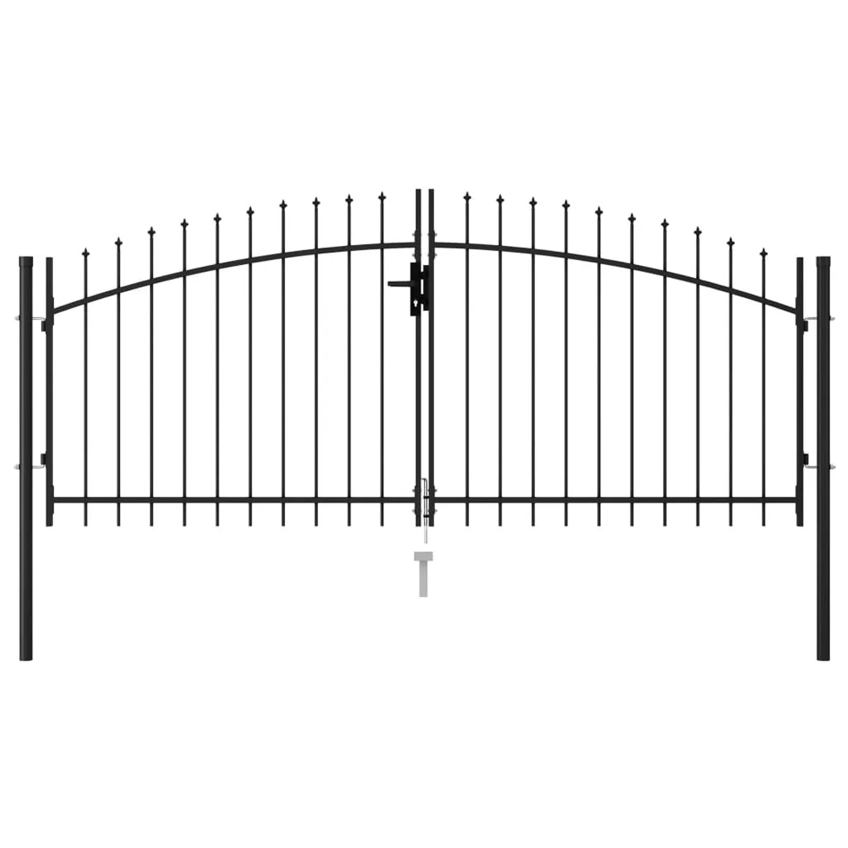 VidaXL Fence Gate Double Door with Spike Top Steel 3x1.25 m Black