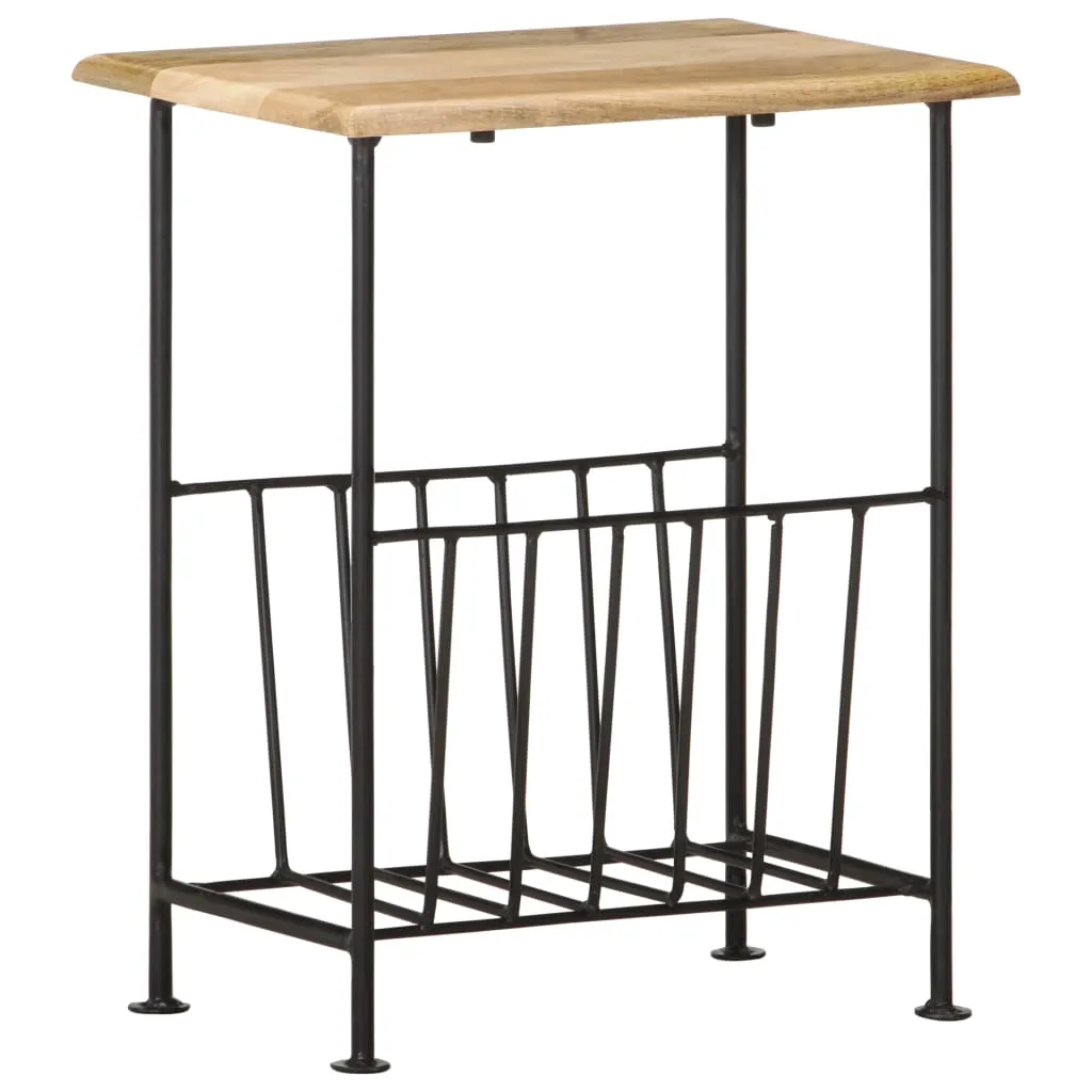 VidaXL Magazine Rack 40x30x50 cm Solid Mango Wood and Steel
