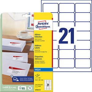 Avery Inkjet Labels 21/sht 63.5x38.1mm