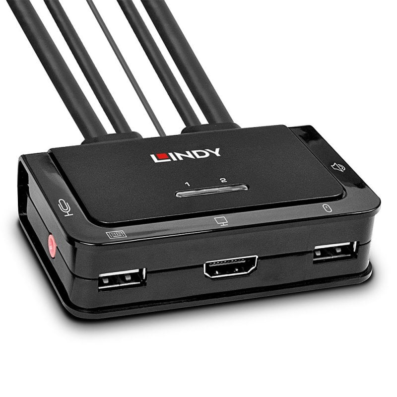 LINDY Compact 2 Port KVM Switch - HDMI, USB 2.0 &amp; Audio