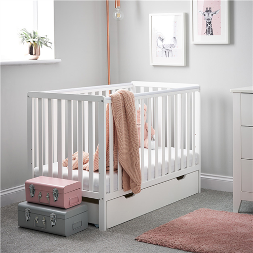 Obaby Bantam Cot & Under Drawer-White