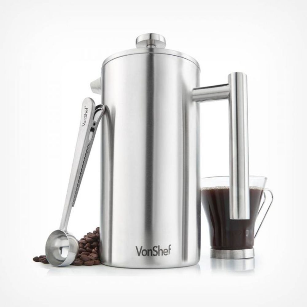 VonHaus 12 Cup Cafetiere with Spoon