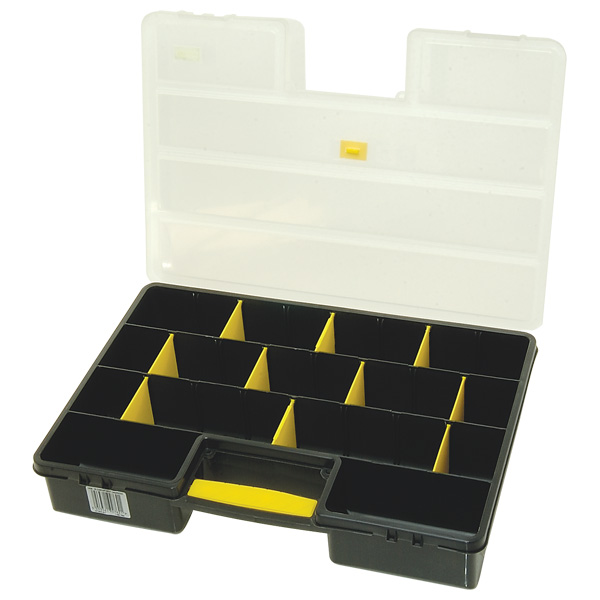 Stanley Caja de compartimentos de 25 compartimentos Gris, Transparente ajustables de PP, 81mm x 457mm x 330mm, 1-92-762