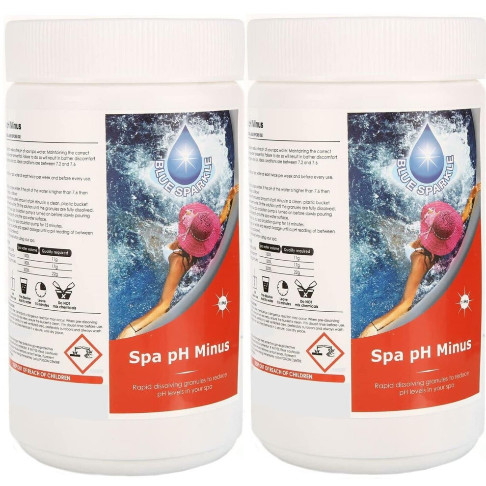 SHATCHI Blue Sparkle 3Kg pH Minus pH Level Decreaser Water Quality Improver for All Hot Tubs and Swimming Pools