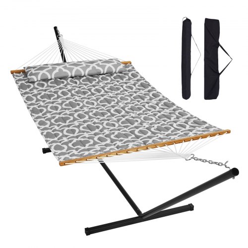  Two Person Hammock with Stand Included Heavy Duty 480lb Capacity, Double Hammock with 12 FT Steel Stand and Portable Carrying Bag and Pillow, Fr