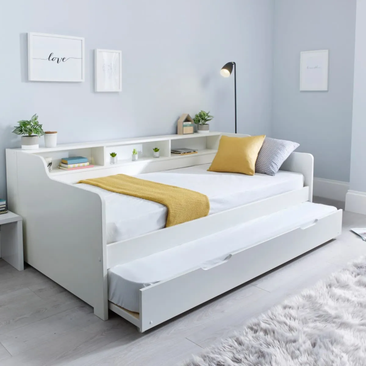 Bedmaster Tyler White Guest Bed and Trundle with Pocket Sprung Mattresses
