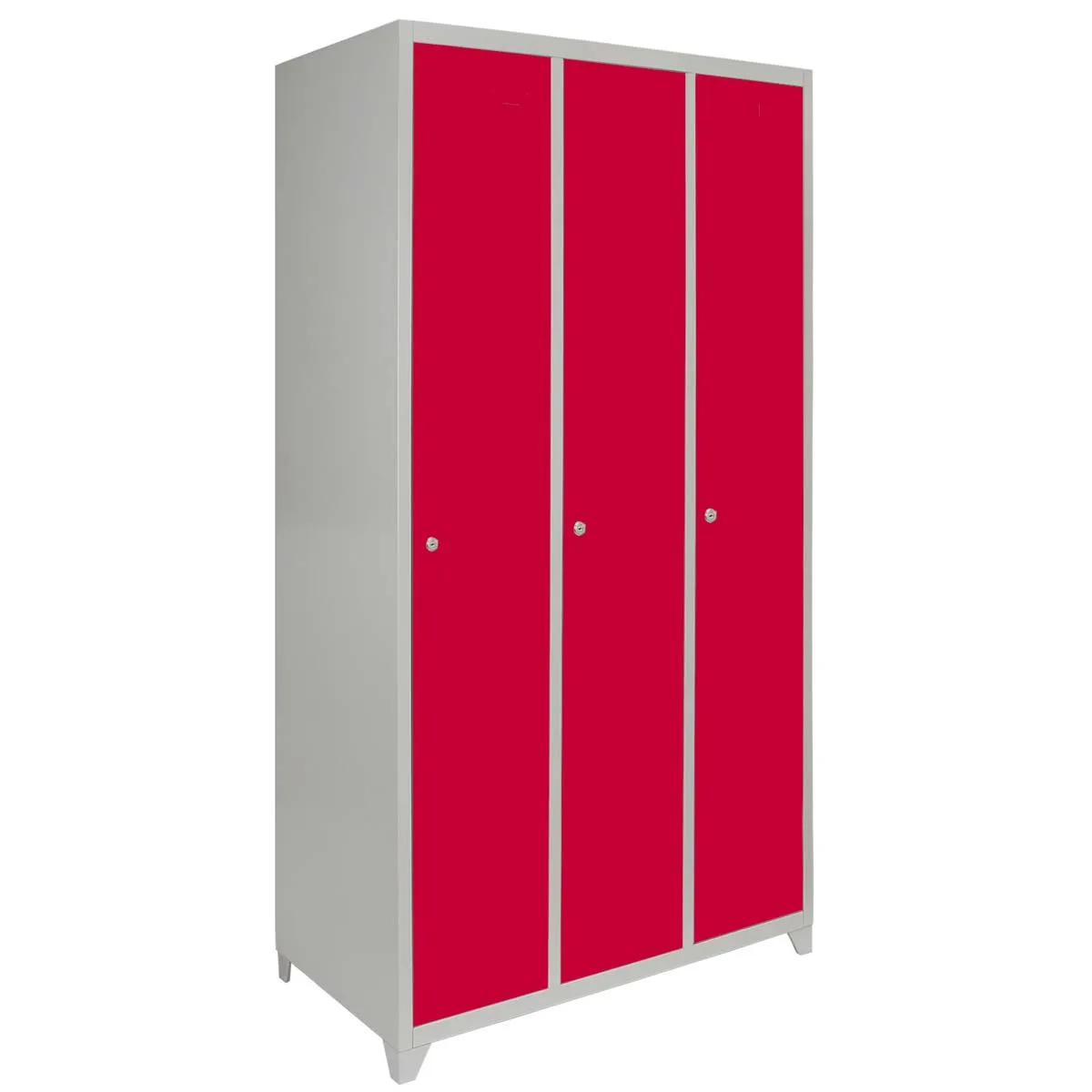Monster Cable Metal Storage Lockers - Three Doors Wide, Red