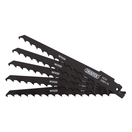 Draper Reciprocating Saw Blades For Wood And Plastic Cutting, 150mm, 3Tpi (Pack Of 5) 43066