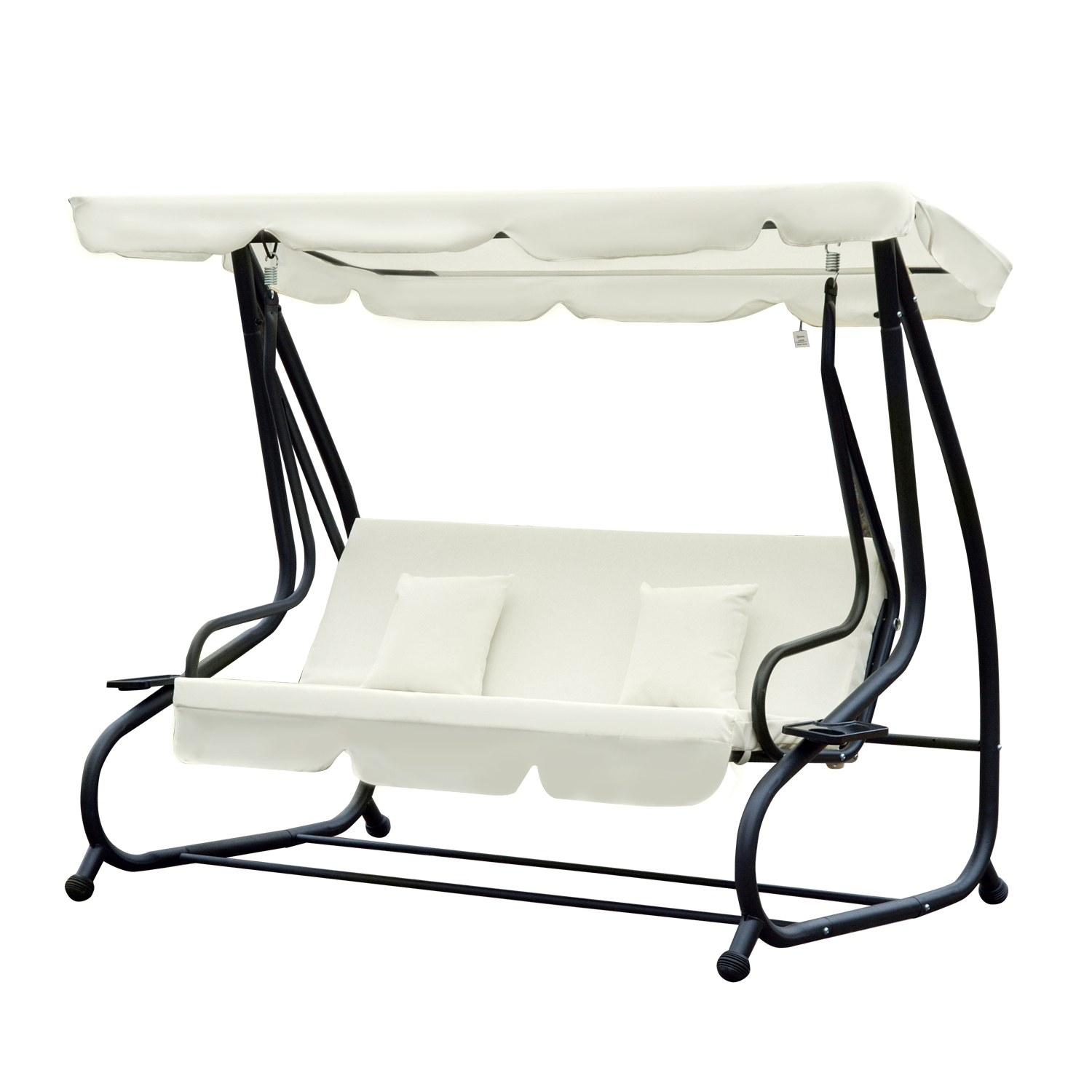 Outsunny Balancelle de jardin 3 places convertible toit imperméabilisé inclinaison