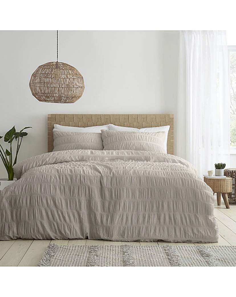 Catherine Lansfield 'Seersucker' Duvet Set|Size: King|grey