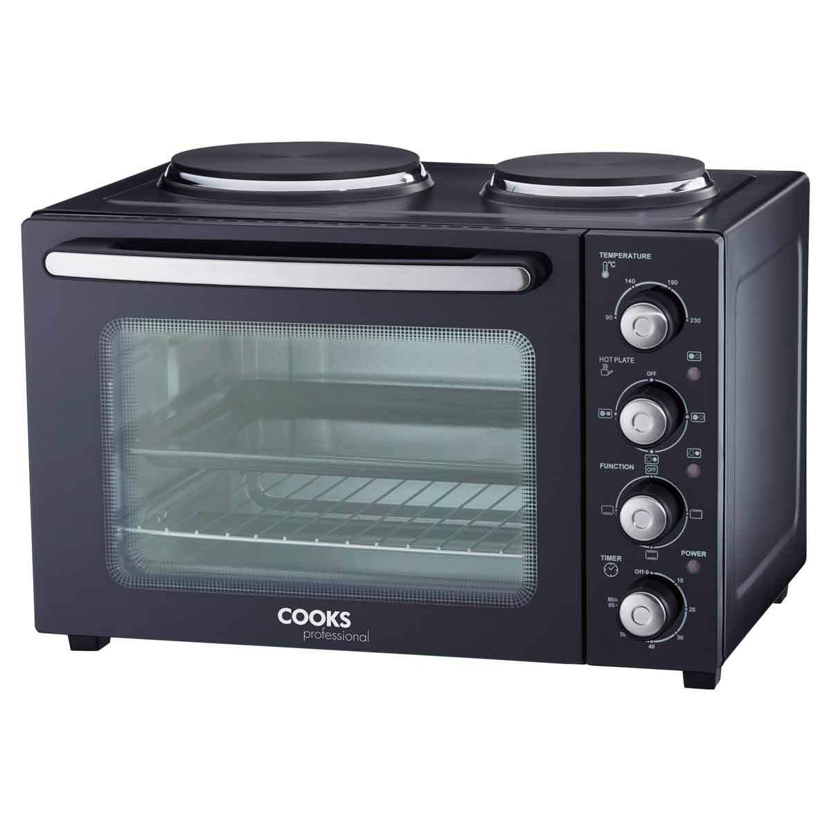 Cooks Professional Twin Hobs 34L Mini Oven black,gray