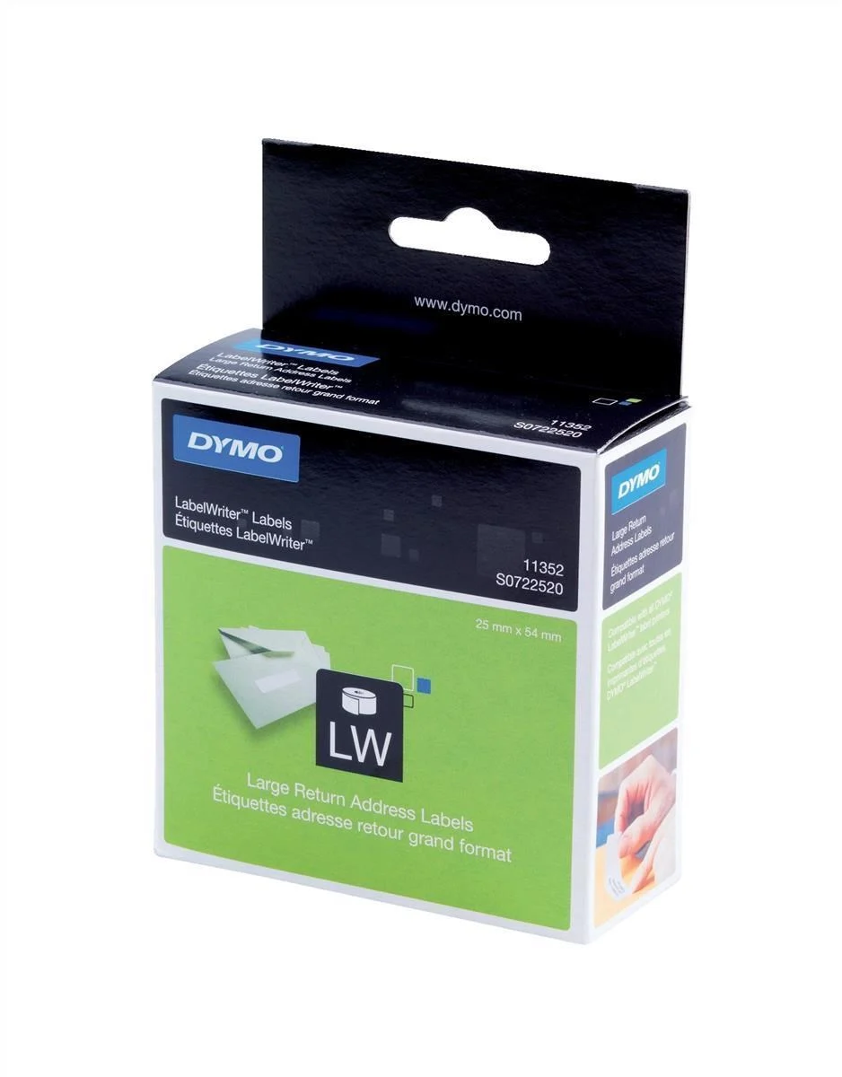 Dymo Dymo Return Address Labels Large 25mm x 54mm, white | Postage & Packaging Supplies > Labels > Labels