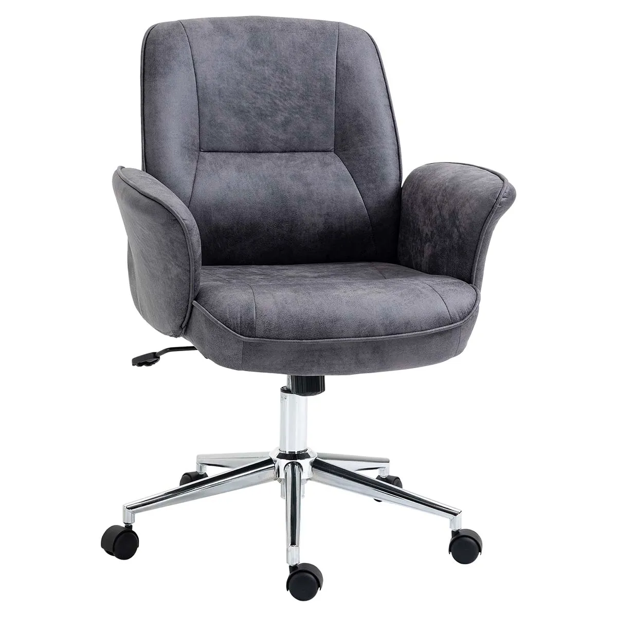  Vinsetto Swivel Computer Office Chair Mid Back Desk Chair For Home Study Bedroom - Charcoal Grey