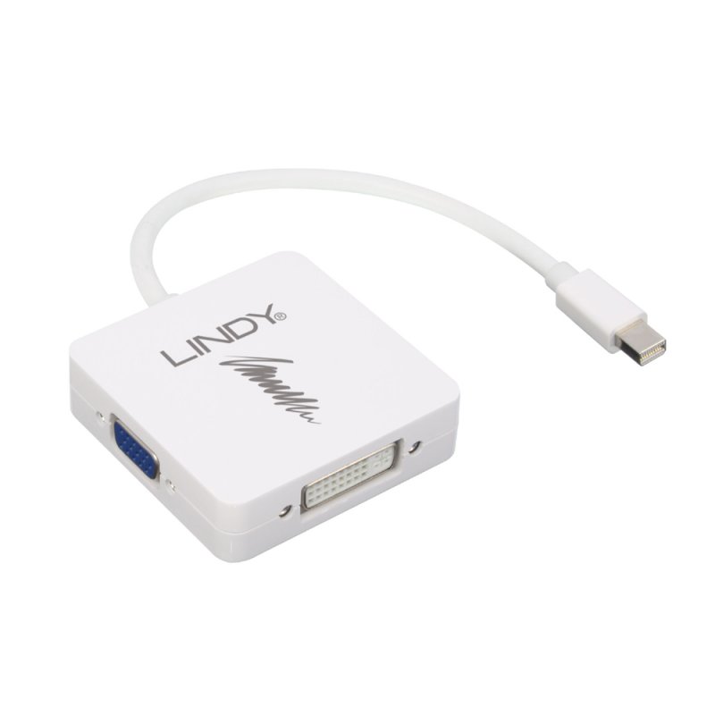 Lindy Mini DisplayPort 1.2 to HDMI, VGA &amp; DVI-D Active Adapter Converter