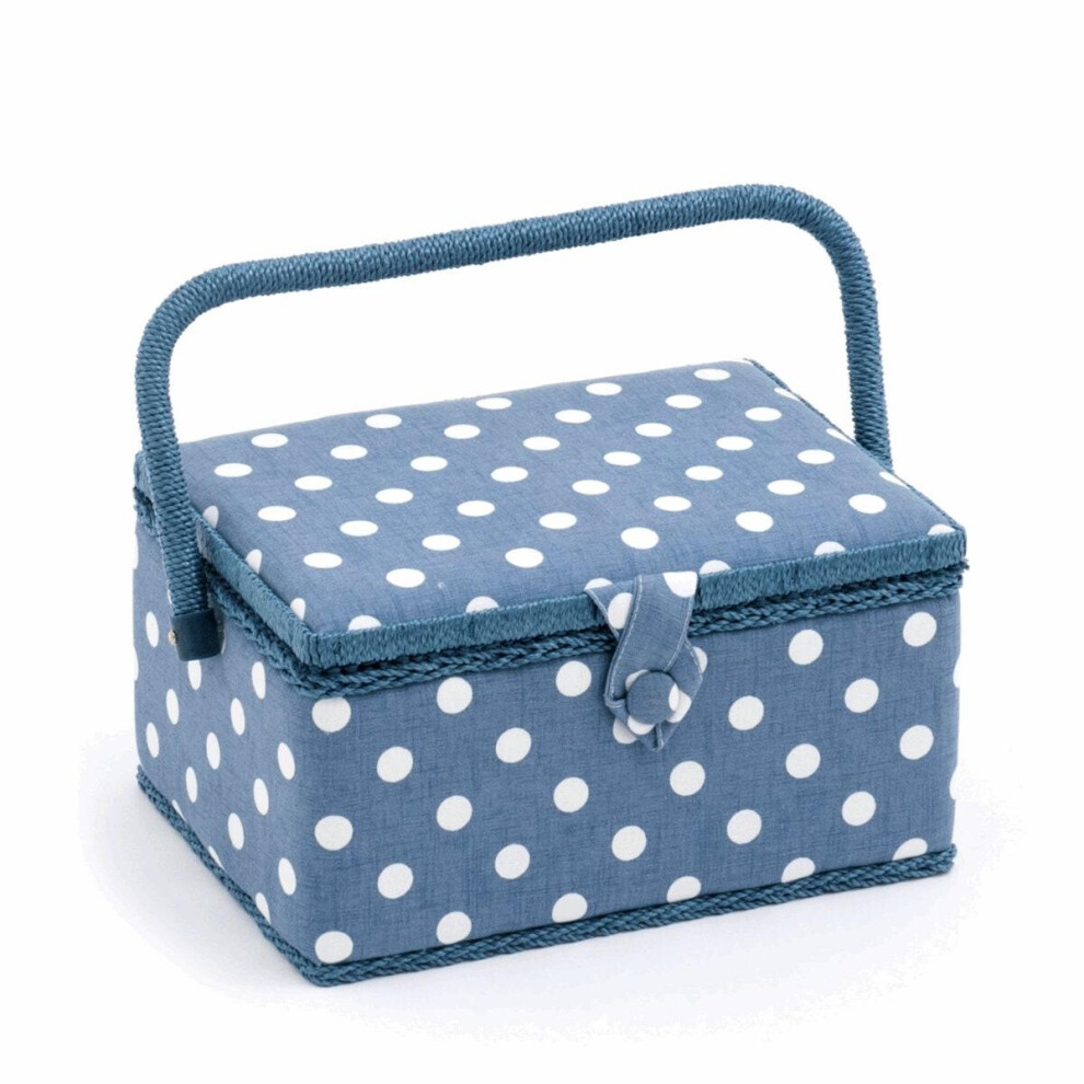 Hobby Gift Sewing Box (M) Denim Polka Dot