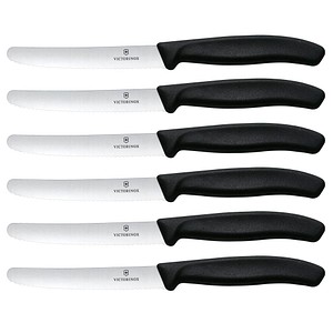 Victorinox Tomato + Table knife set 11cm serrated blade - Black - 6 knife set